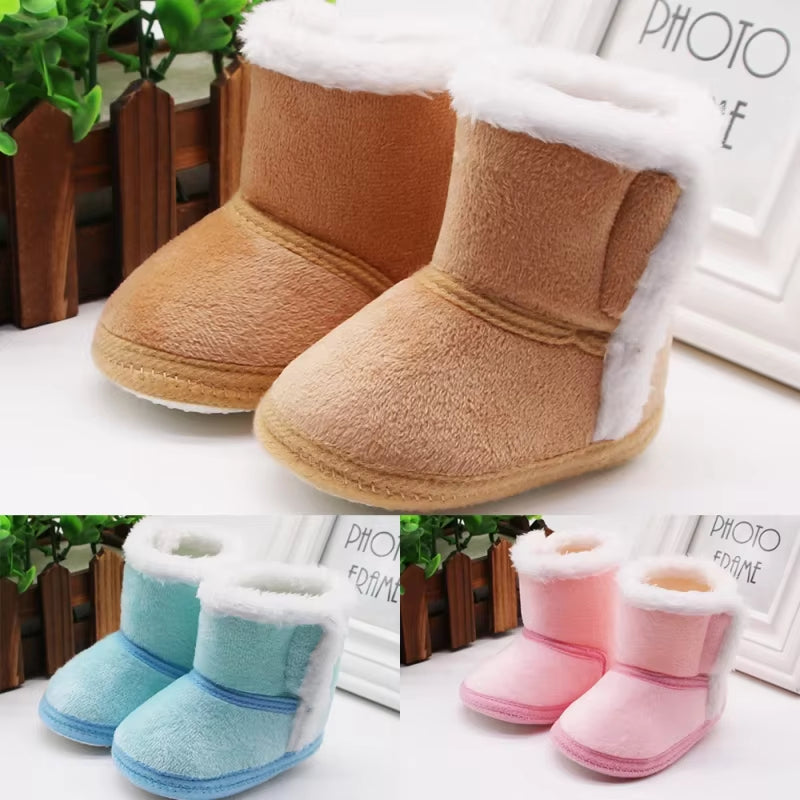 Ins Newborn Baby Warm Cotton Boots Girl Boy Casual Shoes First Walkers Newborn Cute Non-Slip Soft Sole Shoes Autumn Winter